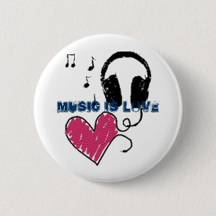 Muziek is liefde ronde button 5,7 cm
