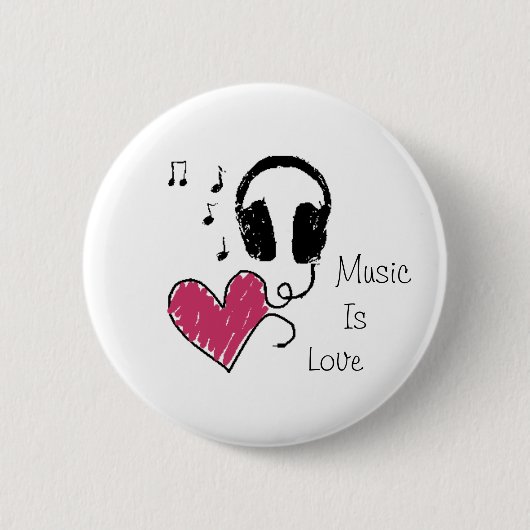 Muziek is liefde ronde button 5,7 cm (Voorkant)