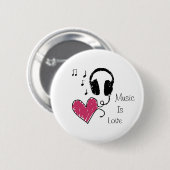 Muziek is liefde ronde button 5,7 cm (Voorkant /achterkant)