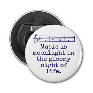 Muziek is maanlicht - Music Quote Button Flesopener