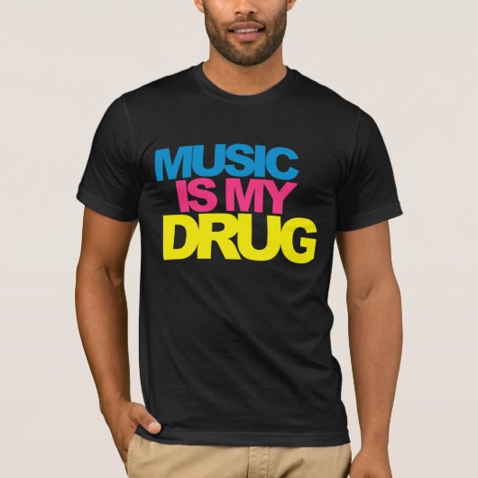 Muziek is mijn drugs t-shirt (Voorkant)