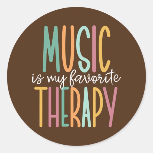 Muziek is mijn favoriete Therapieconoom Ronde Sticker (Voorkant)