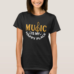 Muziek is mijn gelukkige plaats grappige muziek le t-shirt
