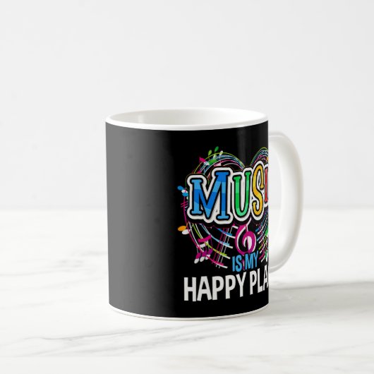 Muziek is mijn gelukkige plaats inspirerende muzie koffiemok (Voorkant rechts)