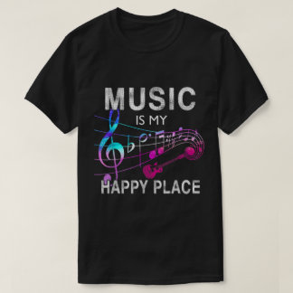 Muziek Is Mijn Gelukkige Plek Ontwerp T-shirt