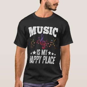 Muziek is mijn Happy Place Gift Muzikant Liefhebbe T-shirt
