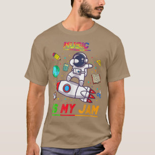Muziek is mijn jam Astronaut Terug naar School ver T-shirt