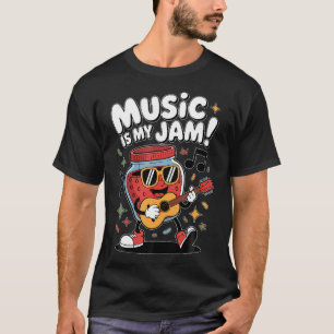 Muziek Is Mijn Jam Grappige Aardbei Cartoon Gitaar T-shirt