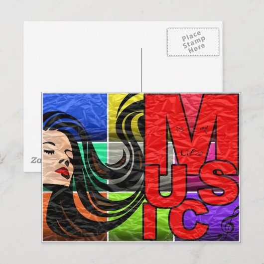 Muziek is mijn leven briefkaart (Voorkant / Achterkant)