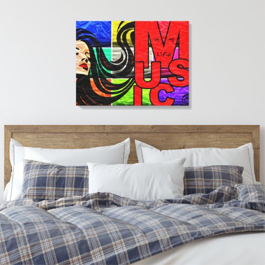 Muziek is mijn leven canvas afdruk (Insitu (Slaapkamer))