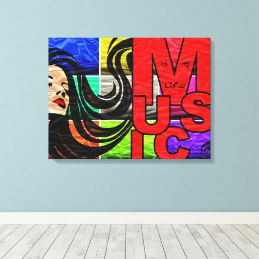 Muziek is mijn leven canvas afdruk (Insitu (Houten vloer))