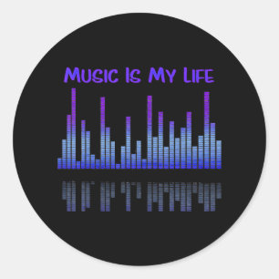 Muziek is mijn leven equalizer DJ Funny Quotes Ronde Sticker
