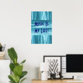 Muziek is mijn leven in Blue Chrome II Poster (Thuiskantoor)