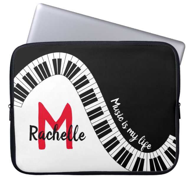 Muziek is mijn leven laptop sleeve (Voorkant)