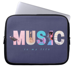 Muziek is mijn leven Retro Y2K Tech Gamer Paars Laptop Sleeve