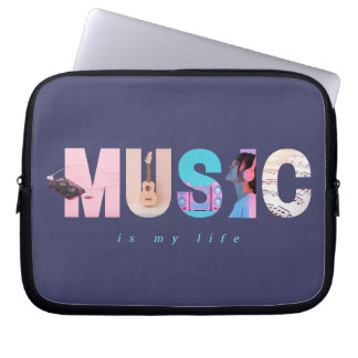 Muziek is mijn leven Retro Y2K Tech Gamer Paars Laptop Sleeve