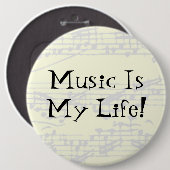 Muziek is mijn leven ronde button 6,0 cm (Voorkant /achterkant)