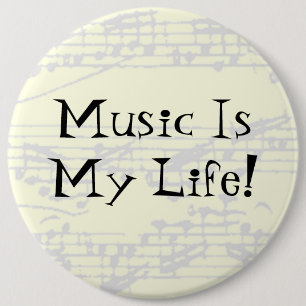 Muziek is mijn leven ronde button 6,0 cm