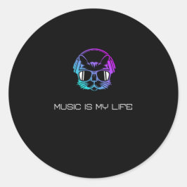 Muziek is mijn leven ronde sticker