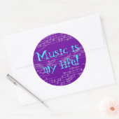 Muziek is mijn leven ronde sticker (Envelop)
