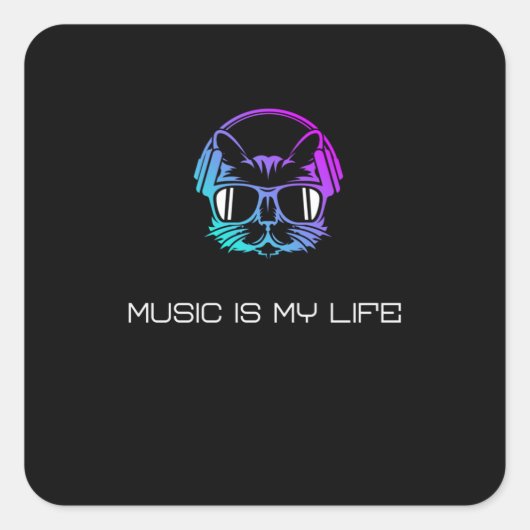 Muziek is mijn leven vierkante sticker (Voorkant)