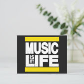 Muziek is mijn levensgeel briefkaart (Staand voorkant)