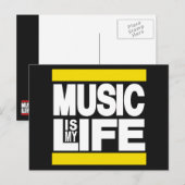 Muziek is mijn levensgeel briefkaart (Voorkant / Achterkant)