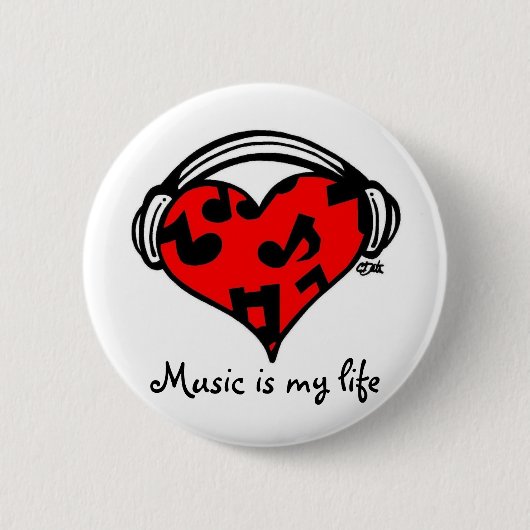 Muziek is mijn levenspop ronde button 5,7 cm (Voorkant)