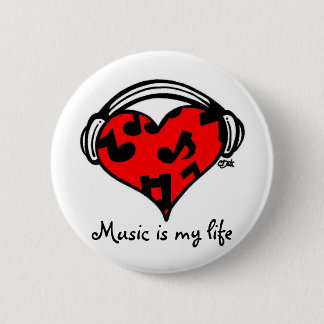Muziek is mijn levenspop ronde button 5,7 cm
