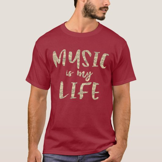 Muziek is mijn levensquote t-shirt (Voorkant)
