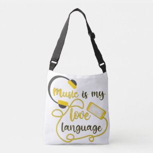 Muziek is mijn liefdestaal romantische zin crossbody tas