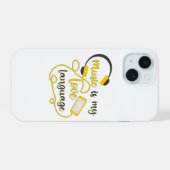 Muziek is mijn liefdestaal romantische zin iPhone 15 case (Achterkant horizontaal)