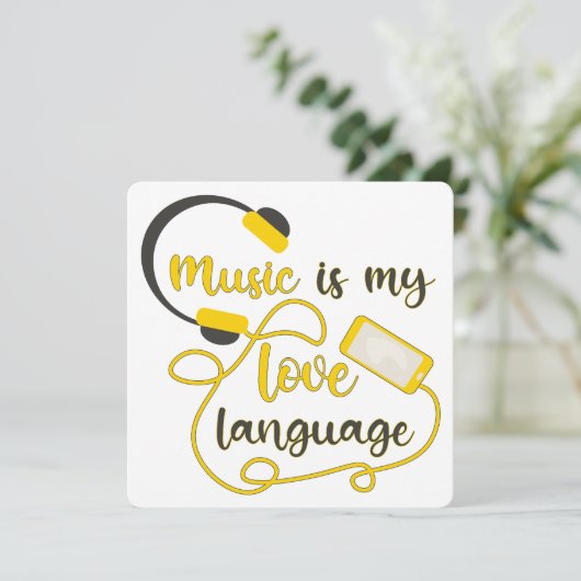 Muziek is mijn liefdestaal romantische zin save the date (Staand voorkant)