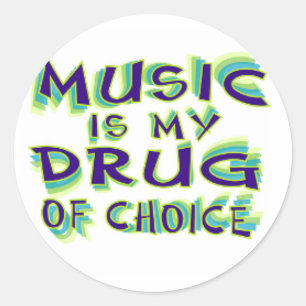 Muziek is mijn medicijn bij uitstek ronde sticker