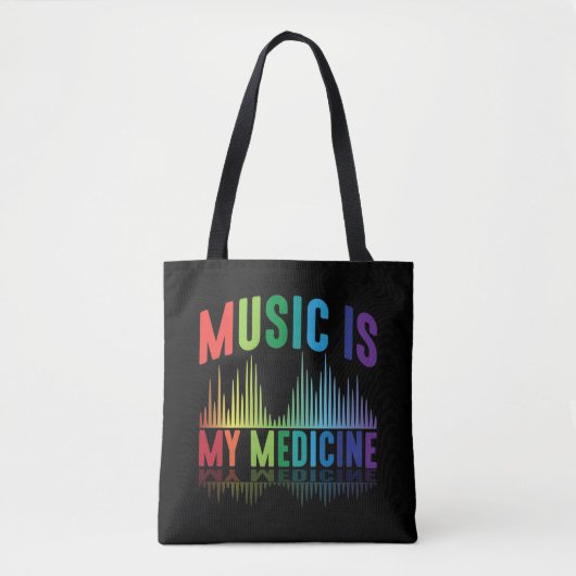 Muziek is mijn medicijn dj muzikant tote bag (Voorkant)