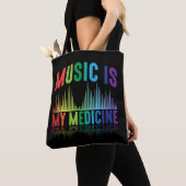 Muziek is mijn medicijn dj muzikant tote bag (Dichtbij)