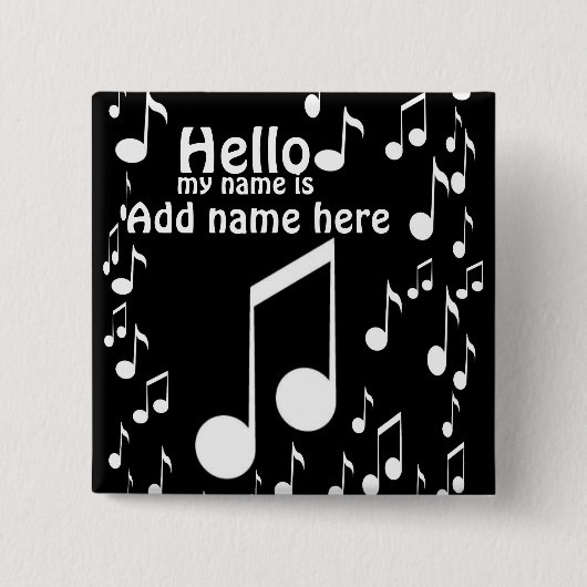 Muziek is mijn naam_ vierkante button 5,1 cm (Voorkant)