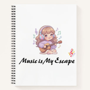 Muziek Is Mijn Ontsnapping Cute Anime Meisje Viool Notitieboek