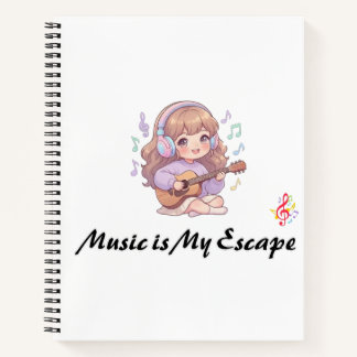 Muziek Is Mijn Ontsnapping Cute Anime Meisje Viool Notitieboek