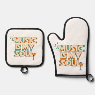 Muziek is mijn sol ovenwant & pannenlap set