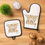 Muziek is mijn sol ovenwant & pannenlap set (Top down)