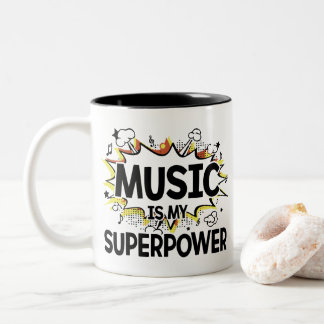Muziek is Mijn Superpower Red en Gele Design Mok