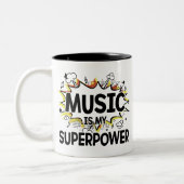 Muziek is Mijn Superpower Red en Gele Design Mok (Links)