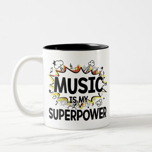 Muziek is Mijn Superpower Red en Gele Design Mok (Links)