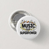 Muziek is mijn Superpower Round Button (Voorkant /achterkant)