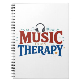 Muziek Is Mijn Therapie Grappige Muziek Liefhebber Notitieboek
