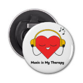 Muziek is mijn therapie - inspirerende muziek lief button flesopener (Voorkant)