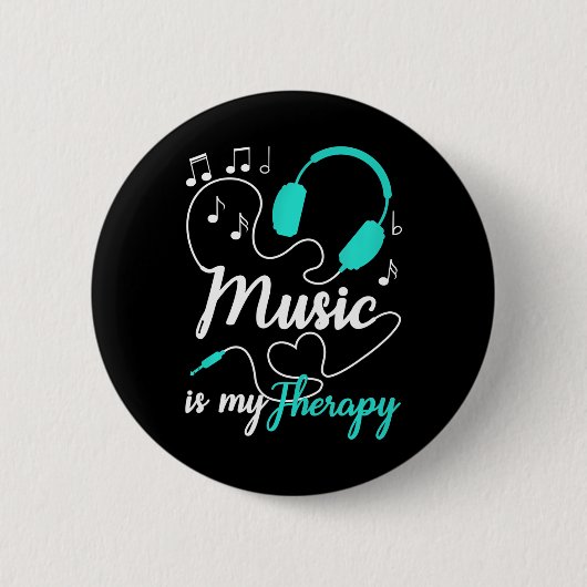 Muziek is mijn Therapie Leuke Muziekliefhebber Ronde Button 5,7 Cm (Voorkant)