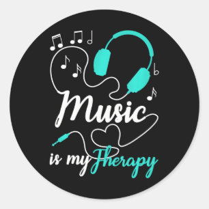 Muziek is mijn Therapie Leuke Muziekliefhebber Ronde Sticker