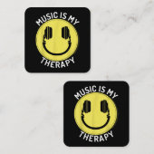Muziek is mijn therapie muziekliefhebber vierkante visitekaartje (Voorkant / Achterkant)